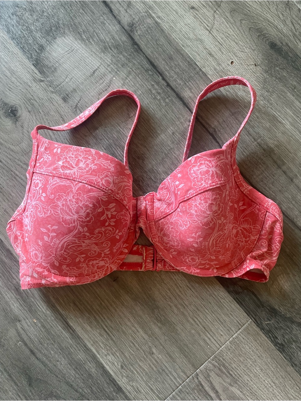 Kensie Coral Pink Floral Underwire Bra